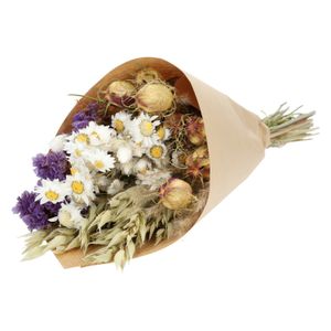 Fleurs séchées, bouquet cône, bleu pastel