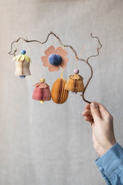 Suspension fleur, papier, alvéolé, lot de 4 Suspension fleur, papier, alvéolé, lot de 4