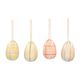 Striped and checked eggs, wood, set of 4