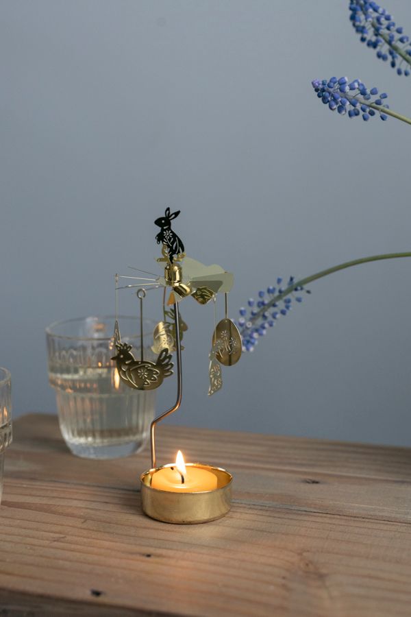 Rotating tealight holder, Easter, metal, approx. 15 cm | Tealight