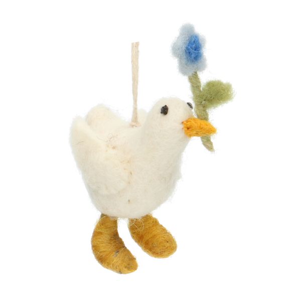 Easter decoration, goose with flower, felt