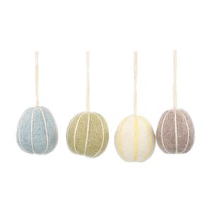 4 Easter decorations, felt, striped eggs