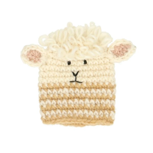 Gehaakte eierwarmer, 100% wol, schaap, grijs
