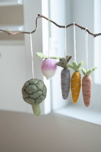 Rainbow carrot decorations, felt