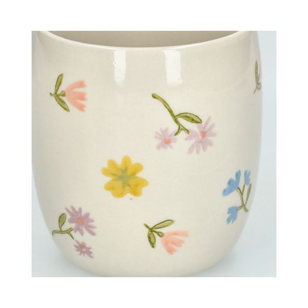 Mug, grès, fleurs, Ø 9,5 cm