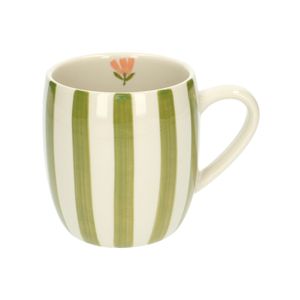 Theemok, steengoed, groen gestreept, Ø 9,5 cm Theemok, steengoed, groen gestreept, Ø 9,5 cm