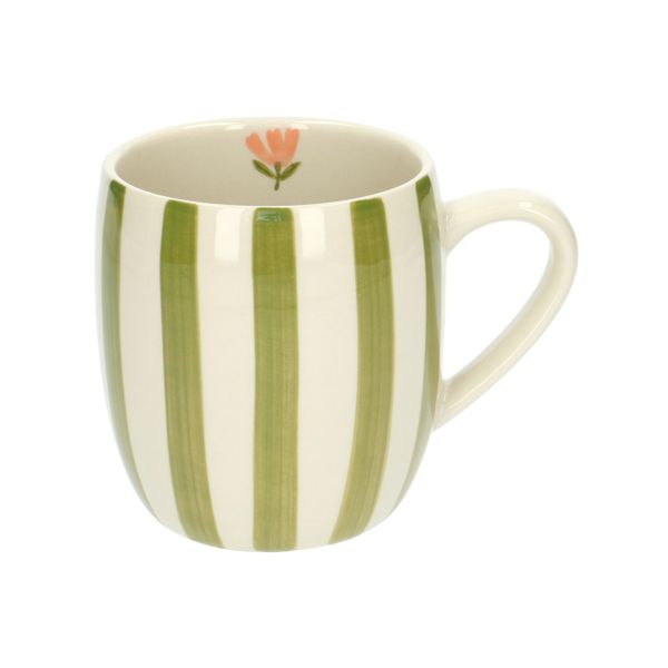 Theemok, steengoed, groen gestreept, Ø 9,5 cm Theemok, steengoed, groen gestreept, Ø 9,5 cm