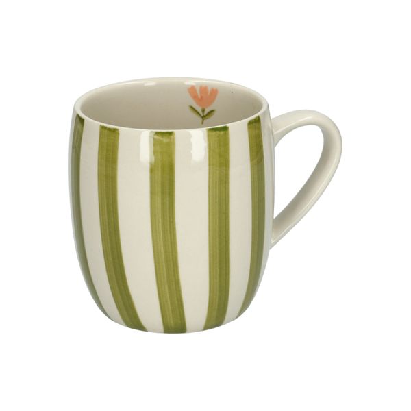 Mug, grès, vert à rayures, Ø 9,5 cm