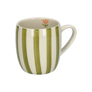 Theemok, steengoed, groen gestreept, Ø 9,5 cm Theemok, steengoed, groen gestreept, Ø 9,5 cm