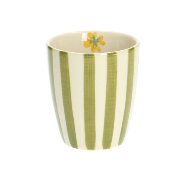 Tasse, grès, vert à rayures, Ø 7,5 cm Tasse, grès, vert à rayures, Ø 7,5 cm
