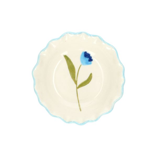 Plat, grès, tulipe bleue, Ø 9 cm Plat, grès, tulipe bleue, Ø 9 cm