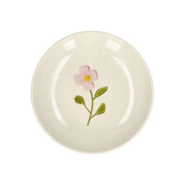 Assiette à dessert/gâteau, grès, fleur rose, Ø 16 cm