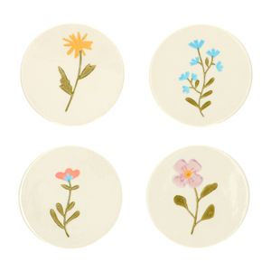 4 coasters, stoneware, wildflowers, Ø 10 cm