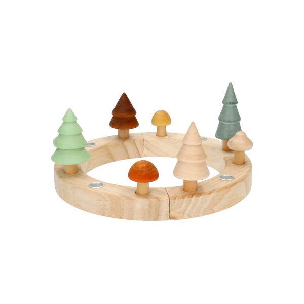 Seasonal ring or advent calendar, wood, circular