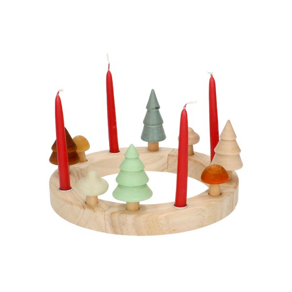 Seasonal ring or advent calendar, wood, circular