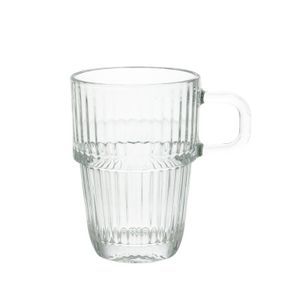 Hittebestendig glas met oor, geribbeld, 270 ml