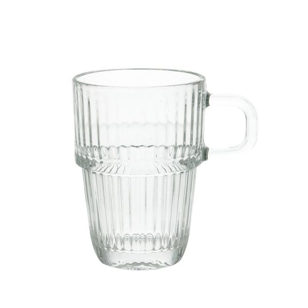 Ribbed, heatproof glass with handle, 270 ml