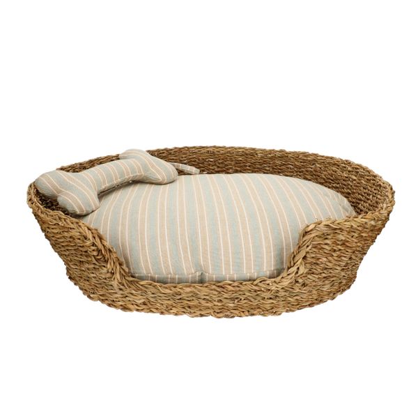 Cushion for dog basket, GOTS organic cotton, striped, 80 x 60 cm