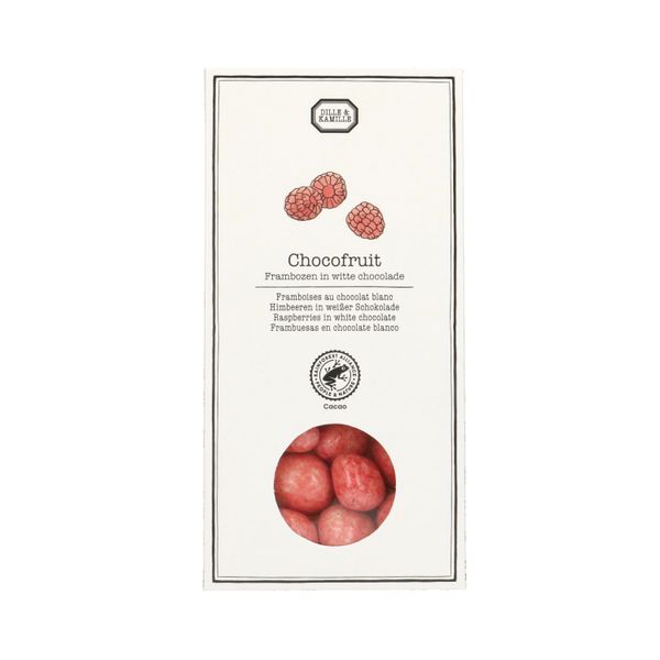 Framboises enrobées de chocolat blanc, 80 g Framboises enrobées de chocolat blanc, 80 g