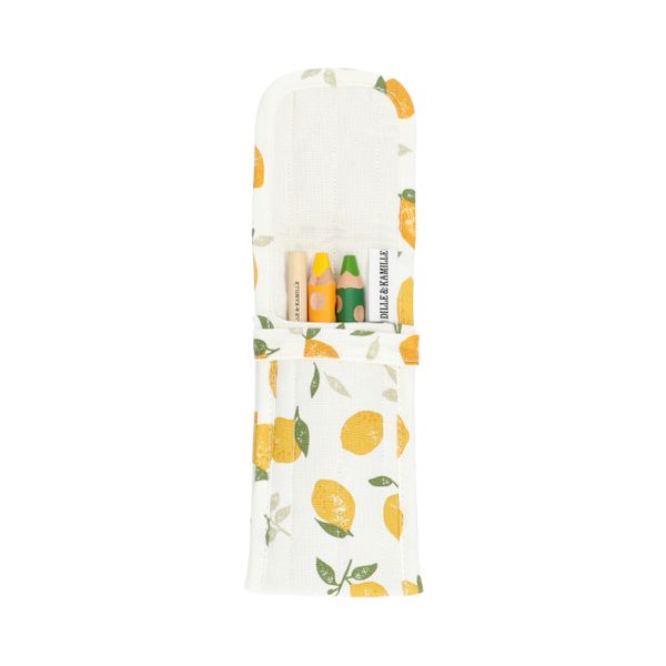 Pencil case, organic cotton, lemons
