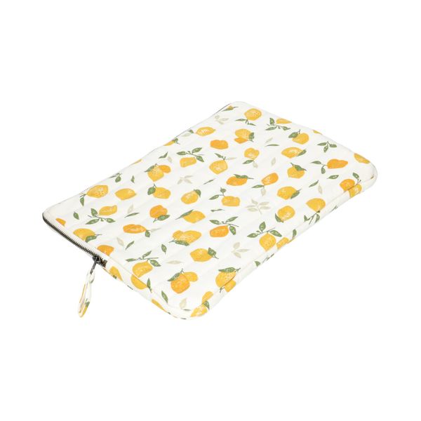 Laptop case, organic cotton, lemons, 13 inch