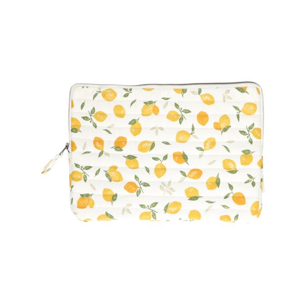 Laptop case, organic cotton, lemons, 13 inch