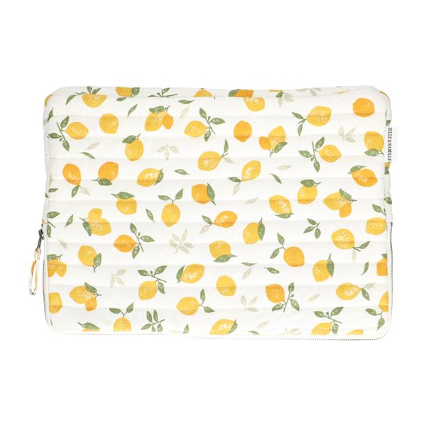 Laptop case, organic cotton, lemons, 16 inch
