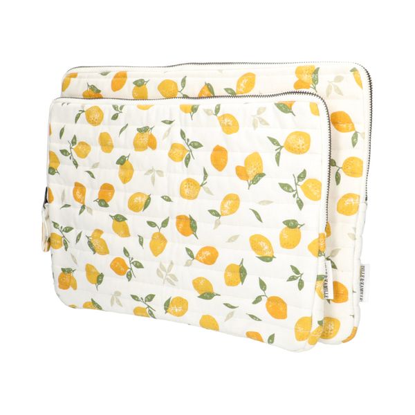 Laptop case, organic cotton, lemons, 16 inch