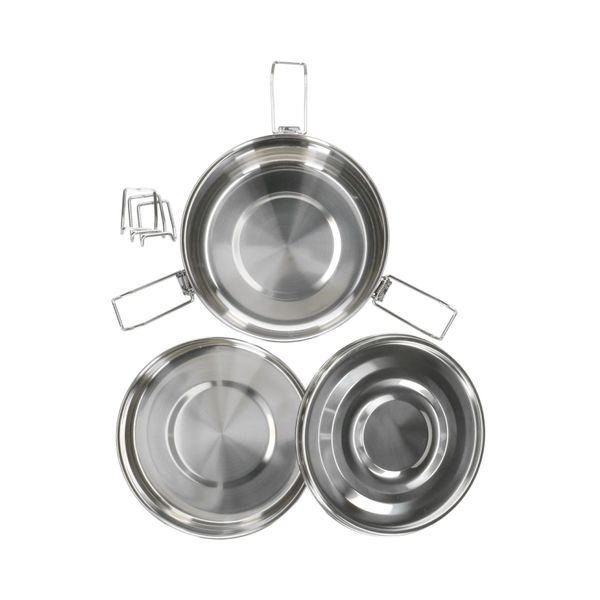 Lunchbox met siliconen ring, RVS, rond en dubbellaags, 1400 ml Lunchbox met siliconen ring, RVS, rond en dubbellaags, 1400 ml