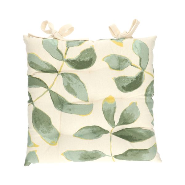 Galette de chaise, coton bio GOTS, silhouette feuille, 40 x 40 cm Galette de chaise, coton bio GOTS, silhouette feuille, 40 x 40 cm