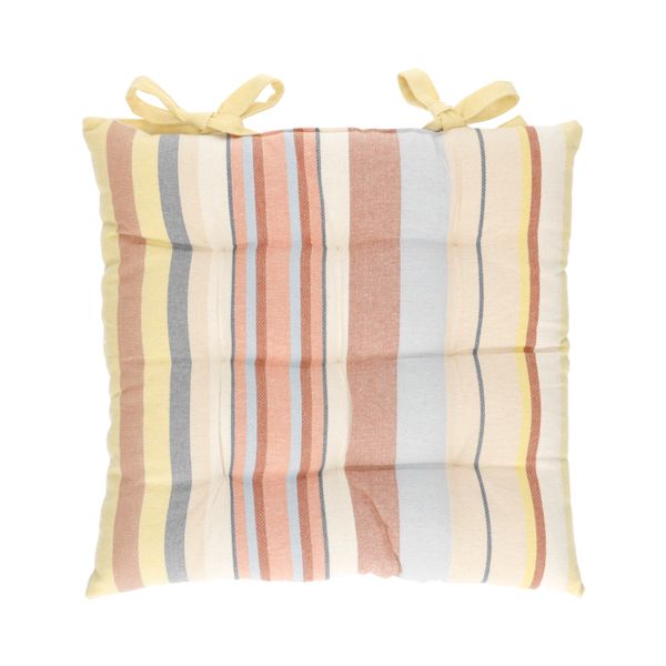 Stoelkussen, GOTS bio-katoen, zomerstreep, 40 x 40 cm Stoelkussen, GOTS bio-katoen, zomerstreep, 40 x 40 cm