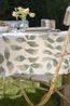 Tablecloth, GOTS organic cotton, leaf silhouette, 145 x 300 cm