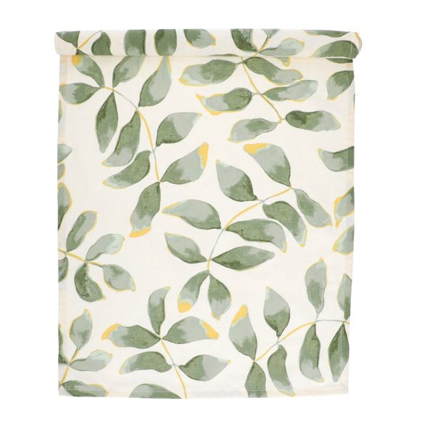 Table runner, GOTS organic cotton, leaf silhouette, 50 x 145 cm