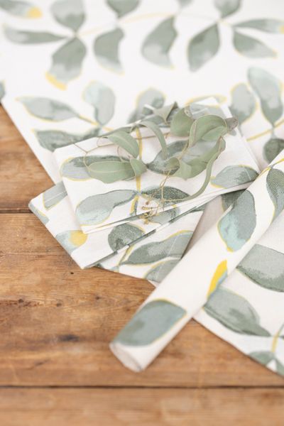 Placemat, GOTS organic cotton, leaf silhouette, 35 x 50 cm