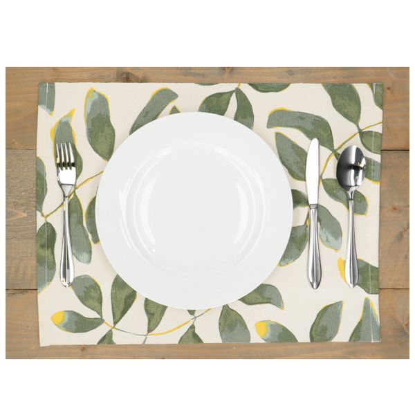 Placemat, GOTS organic cotton, leaf silhouette, 35 x 50 cm