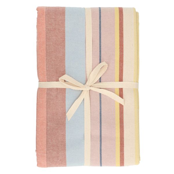Tablecloth, GOTS organic cotton, multi-coloured, striped, 145 x 180 cm