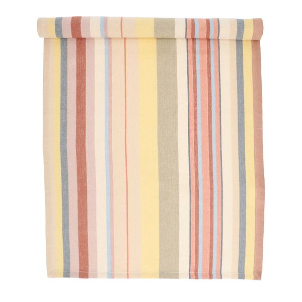 Table runner, GOTS organic cotton, multi-coloured, striped, 50 x 145 cm