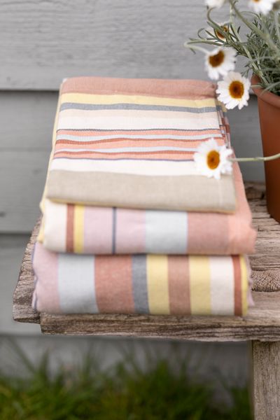 Table runner, GOTS organic cotton, multi-coloured, striped, 50 x 145 cm