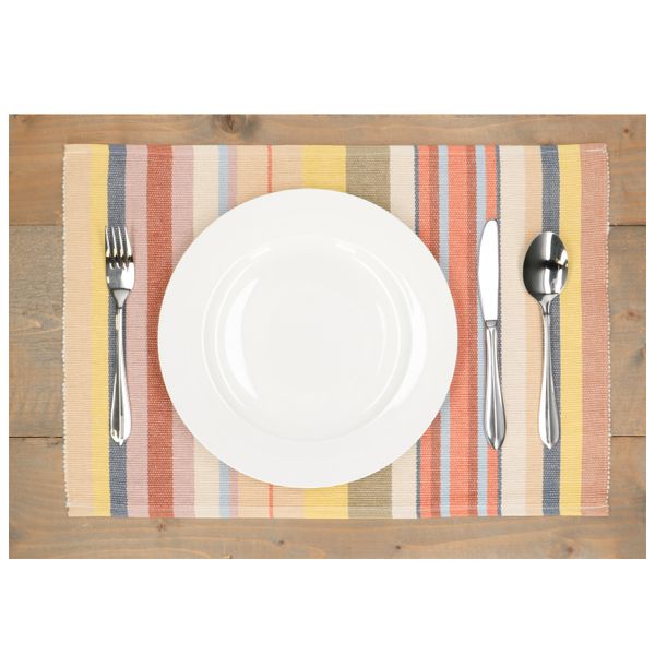 Placemat, GOTS organic cotton, multi-coloured, striped, 35 x 50 cm