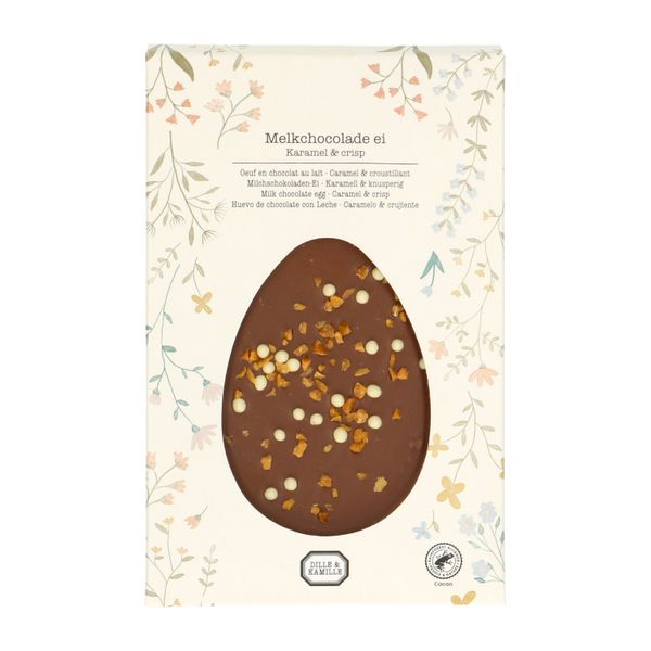 Chocolade ei melk, karamel crisp, 100 gram Chocolade ei melk, karamel crisp, 100 gram