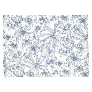 Set de table, coton bio GOTS, fleur bleue, 35 x 50 cm