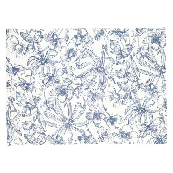 Set de table, coton bio GOTS, fleur bleue, 35 x 50 cm