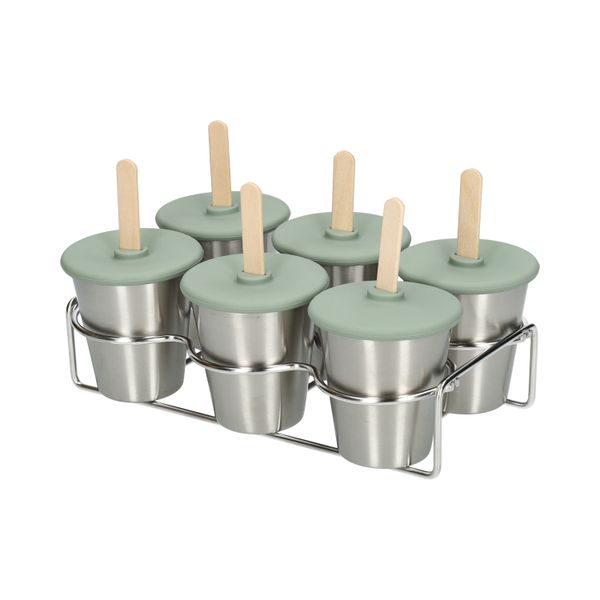 Ice lolly moulds, stainless steel and silicone