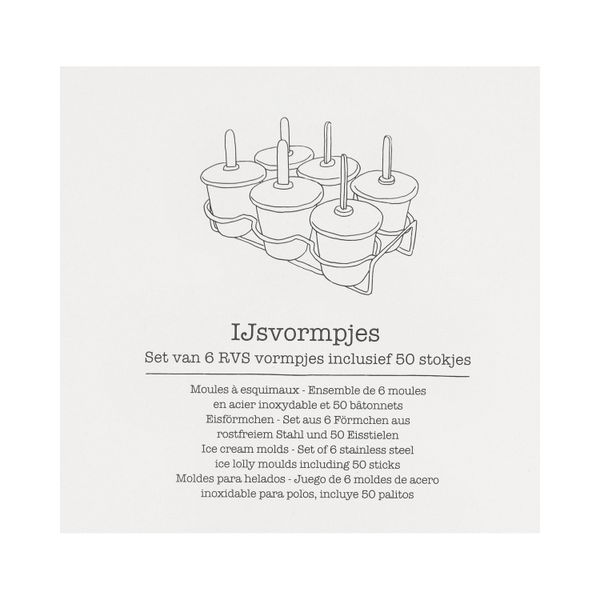 Ice lolly moulds, stainless steel and silicone