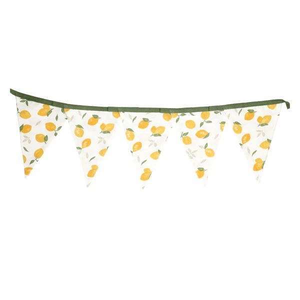 Fabric flag garland, organic cotton, lemons, 15 x 20 cm and 6.3 metres