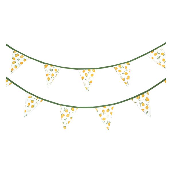 Stoffen vlaggenlijn, GOTS bio-katoen, citroenen, grote vlag, 6,3 meter Stoffen vlaggenlijn, GOTS bio-katoen, citroenen, grote vlag, 6,3 meter