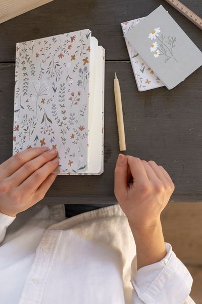 Notebook, hardcover, meadow flowers, A5