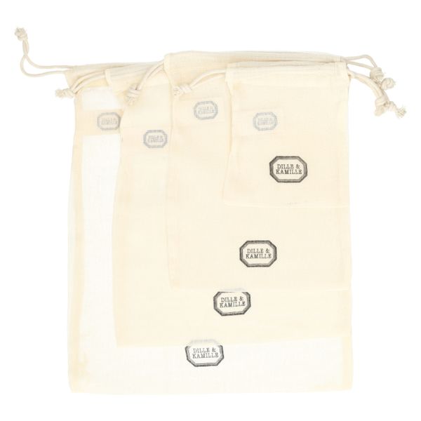 Afweeg- en bewaarzakjes, bio-katoen, set van 4 maten