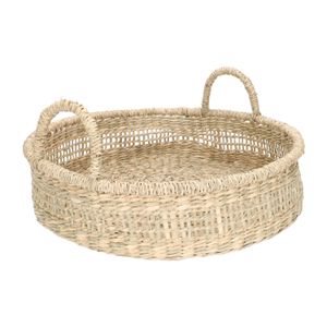 Plateau/panier, jonc de mer, ajouré, 2 poignées, Ø40 X H10 cm Plateau/panier, jonc de mer, ajouré, 2 poignées, Ø40 X H10 cm
