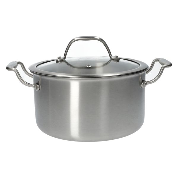 Kookpan met glazen deksel, 3-laags, rvs,Ø20 cm